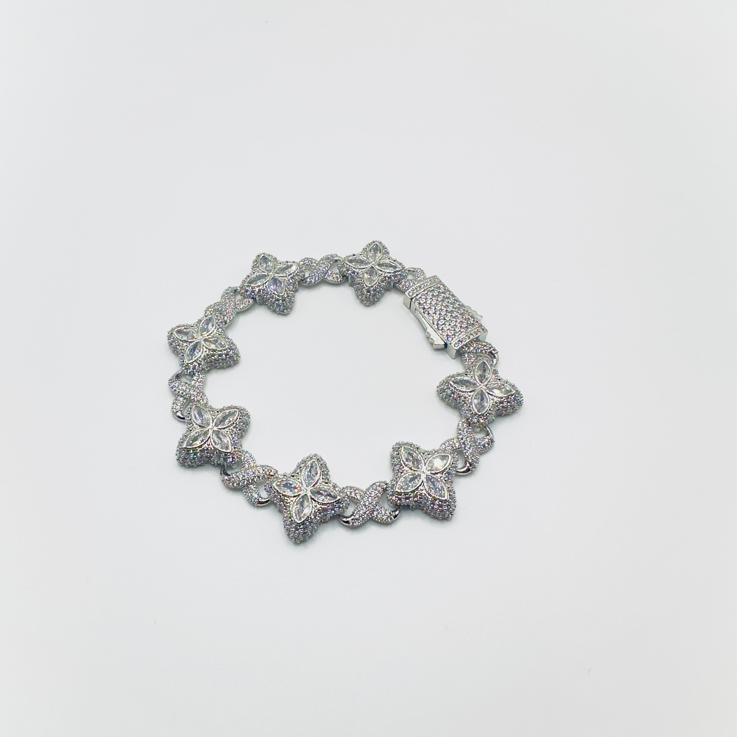Iced-Out Crystal Clover Bracelet