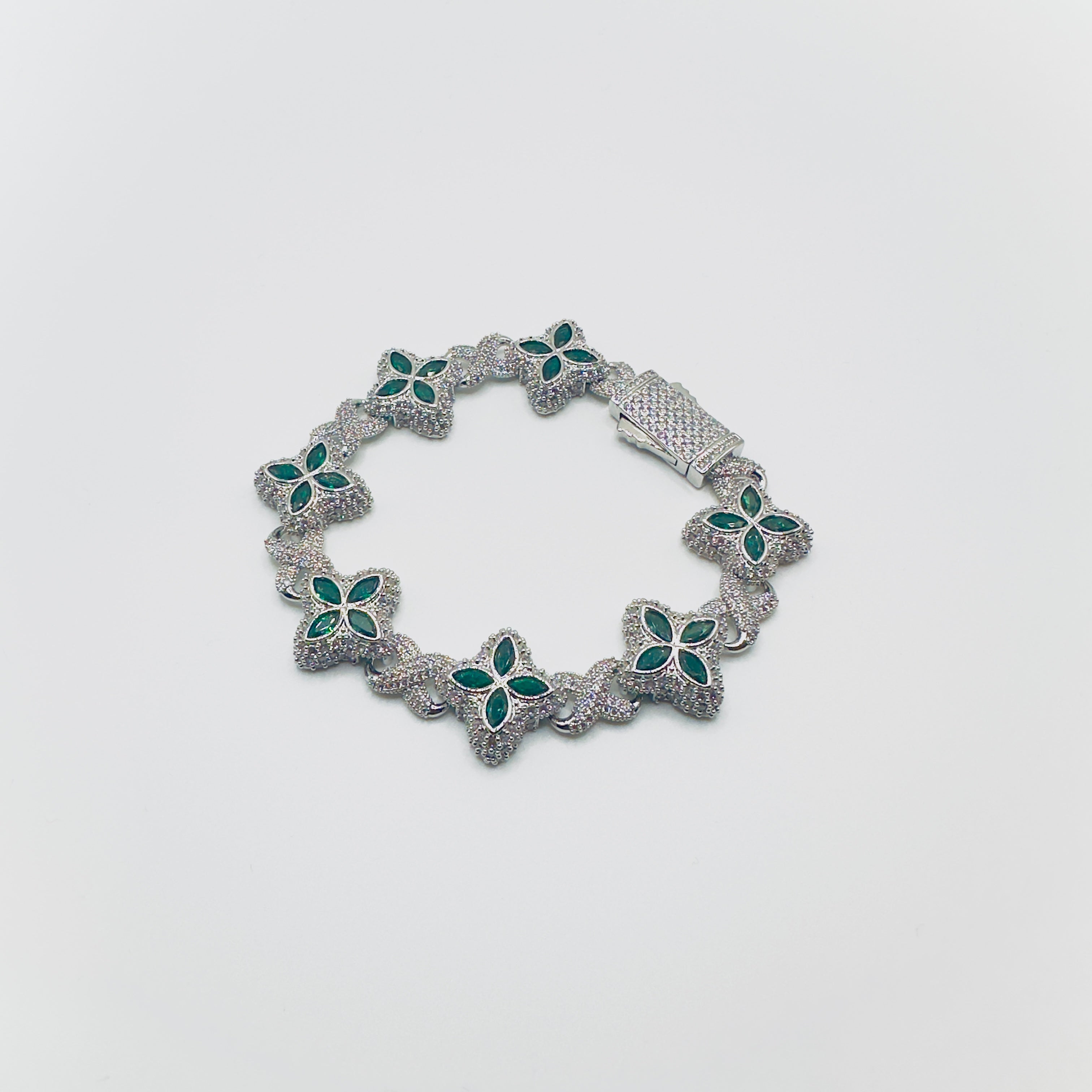 Iced-Out Crystal Clover Bracelet