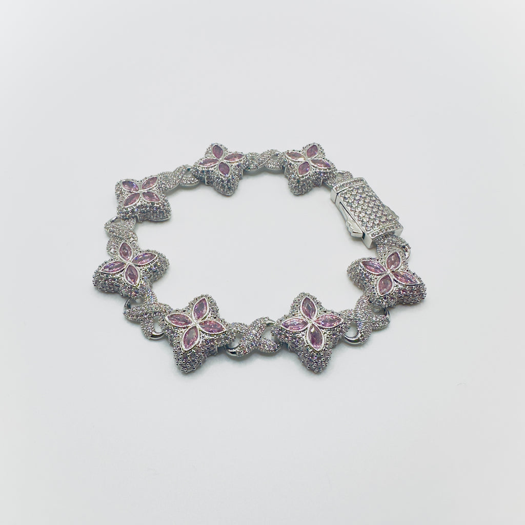 Iced-Out Crystal Clover Bracelet