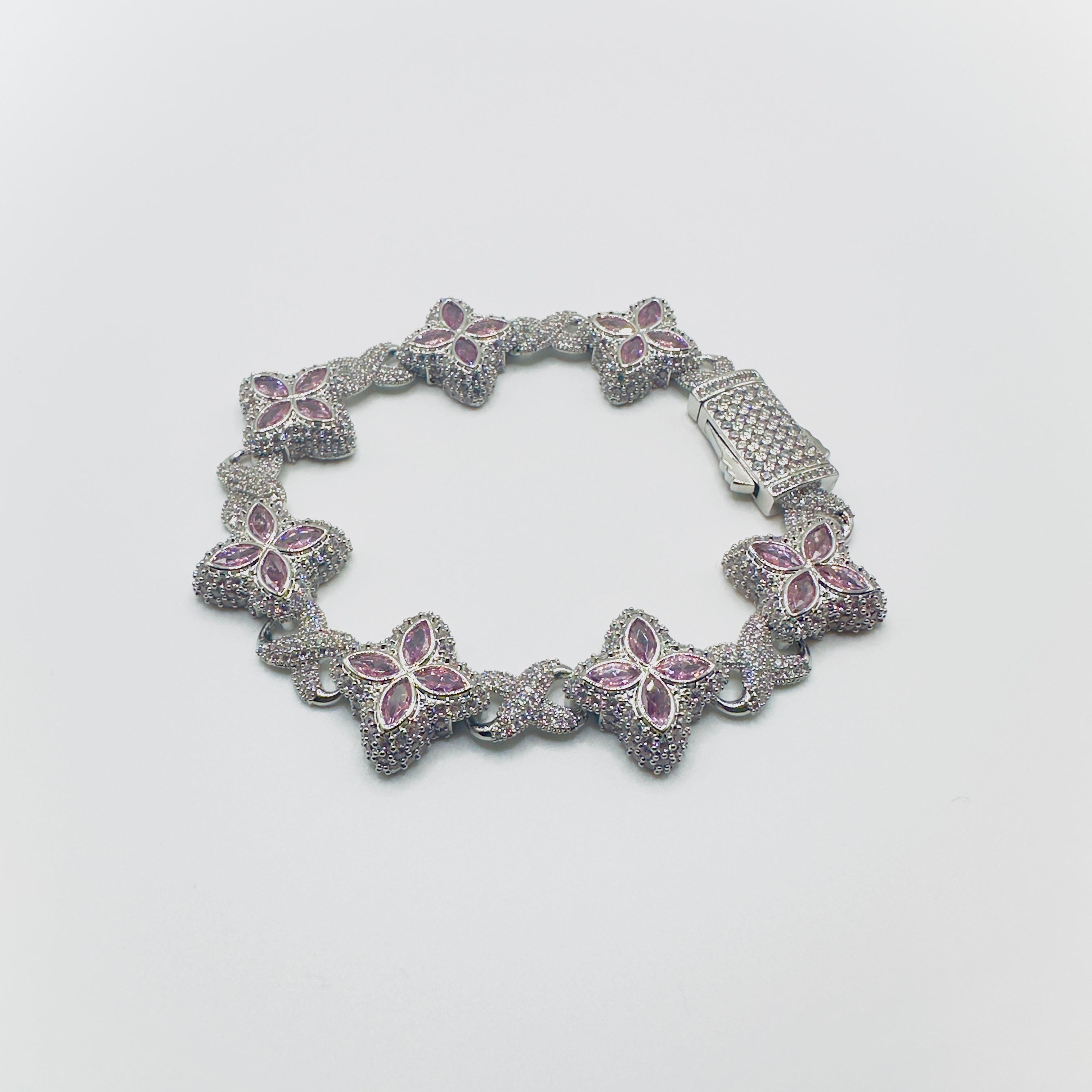 Iced-Out Crystal Clover Bracelet