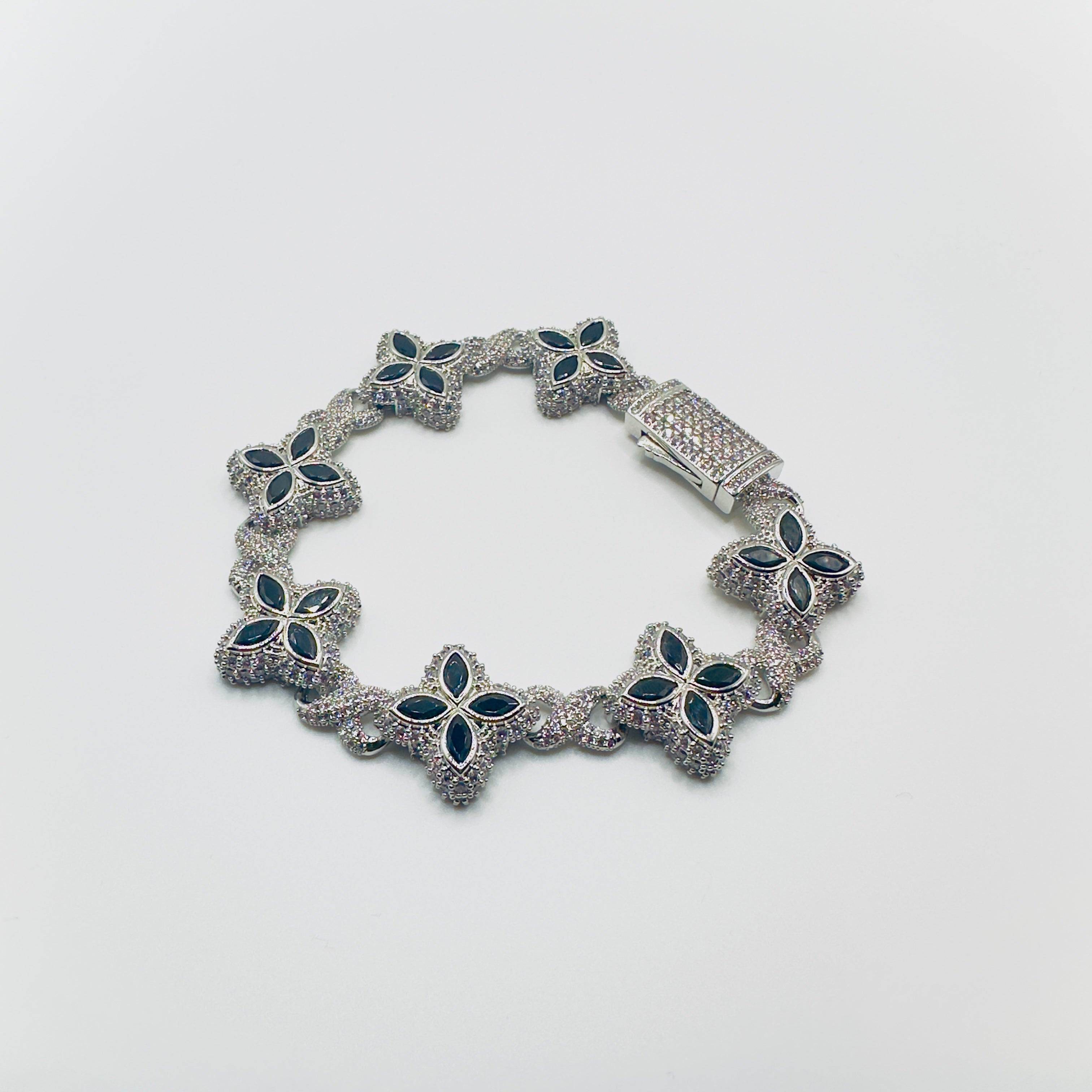 Iced-Out Crystal Clover Bracelet