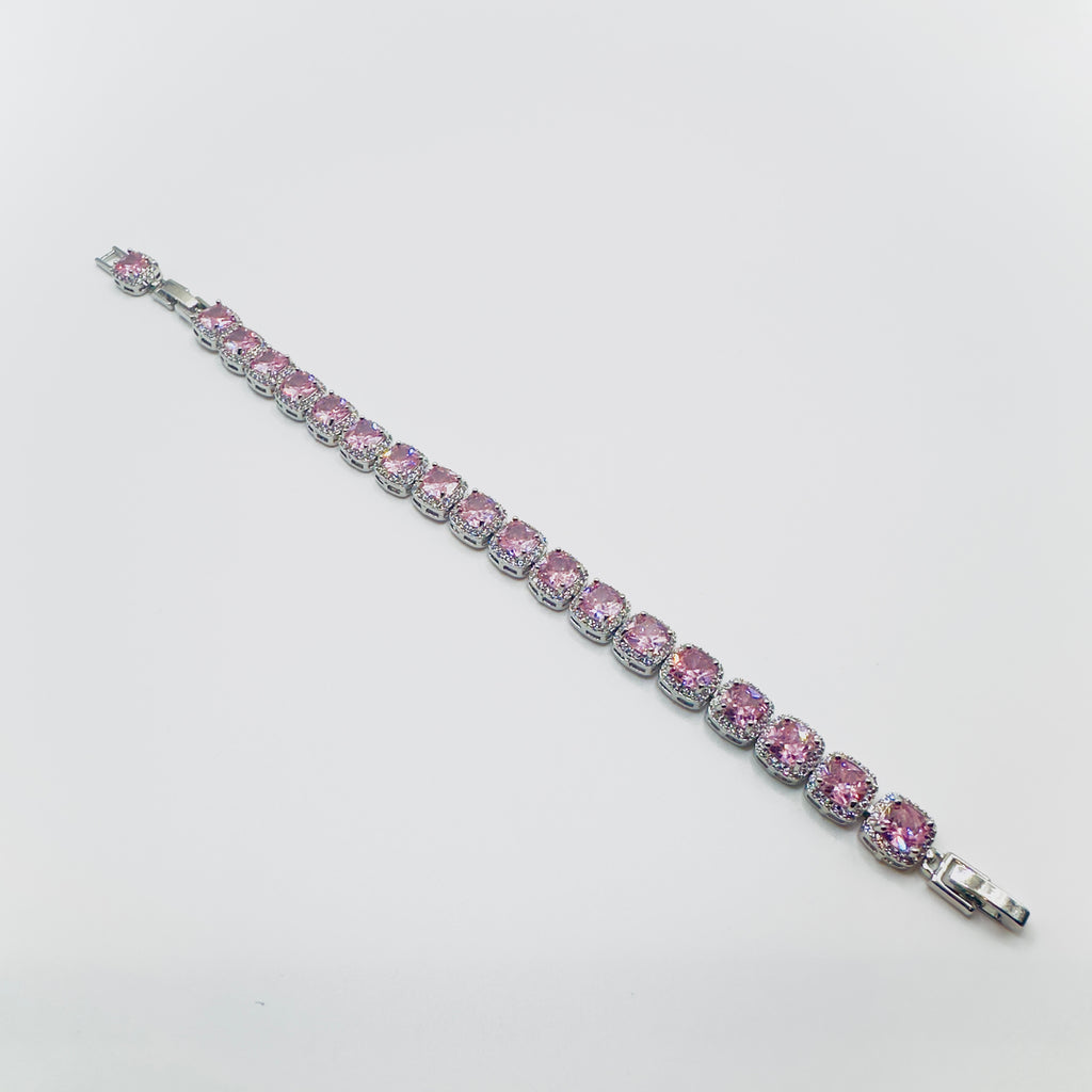 Cubic Gemstone Crystal Tennis Bracelet