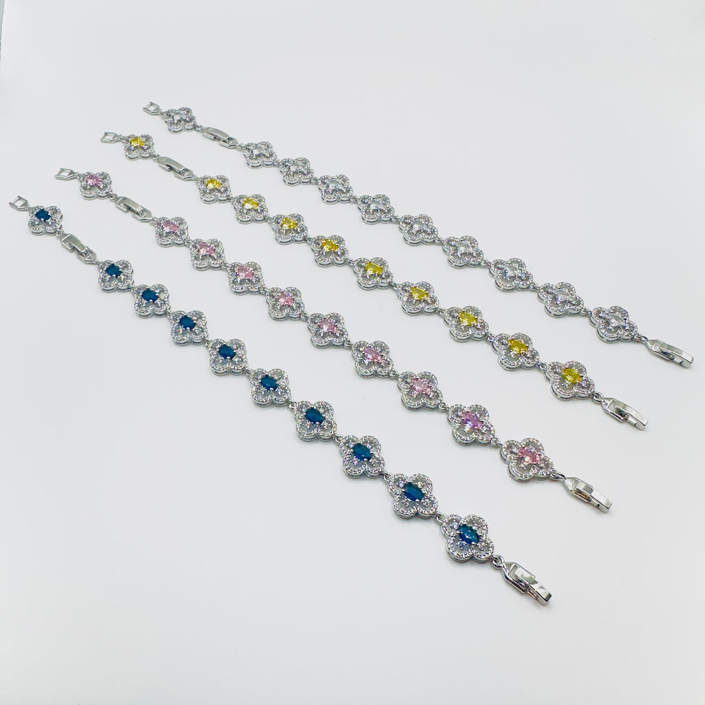 Crystal Gemstone Clover Bracelet