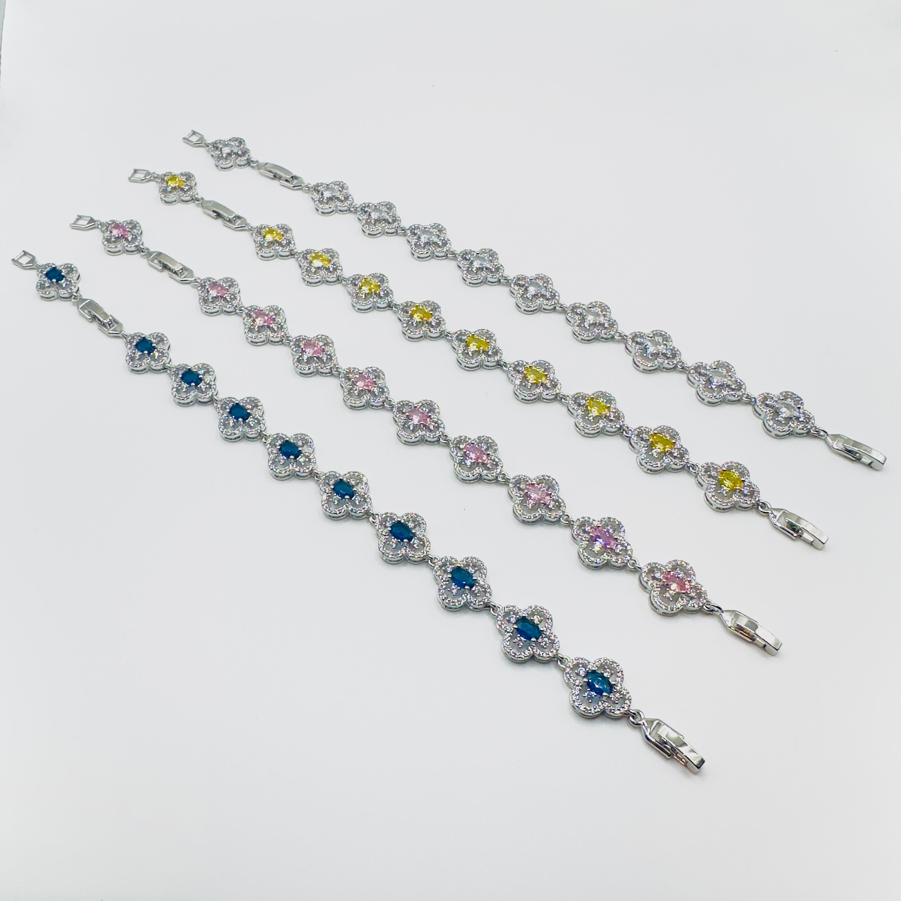 Crystal Gemstone Clover Bracelet