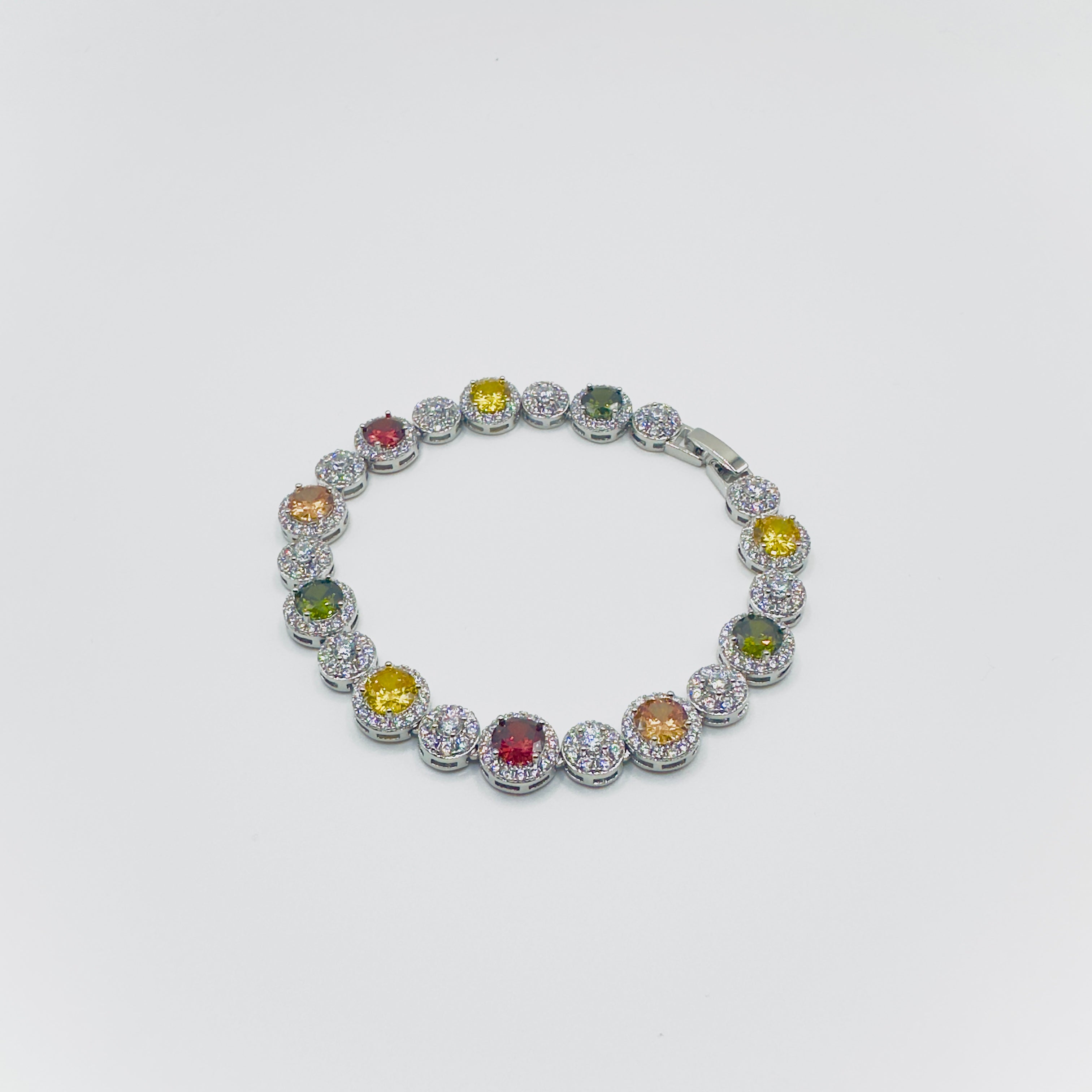 Mixed Circle Gemstone Crystal Bracelet