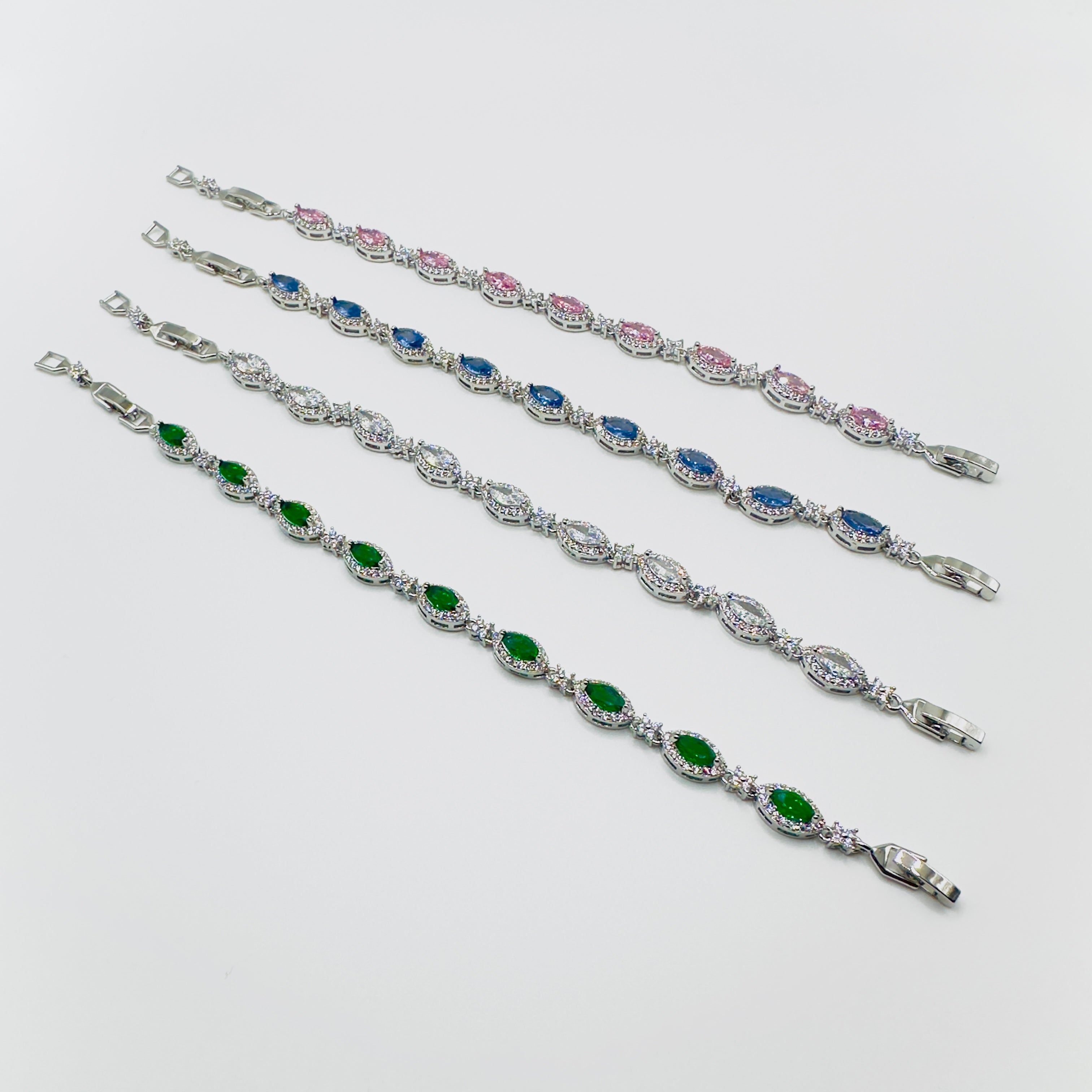 Small Oval Gemstone Crystal Bracelet